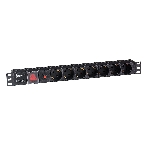 Блок розеток горизонтальный ExeGate ServerPro PDU-19H702 Al-7S-C14-SW-O, 19', 1U, Алюминий, 7 Schuko, С14, защита от перегрузки, черный, фото 1