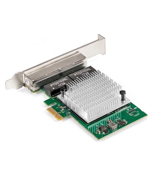 Сетевой адаптер ExeGate EXE-564 (PCI-E x1 v2.0, 4xRJ45, UTP 10/100/1000Mbps, Realtek Chipset RTL8111H+ASM1184e)