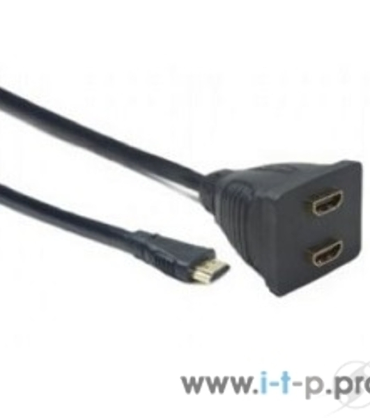 Разветвитель HDMI Cablexpert DSP-2PH4-002, HD19F/2x19F, 1 компьютер => 2 монитора, пасcивный, Full-HD, 3D, 1.4v