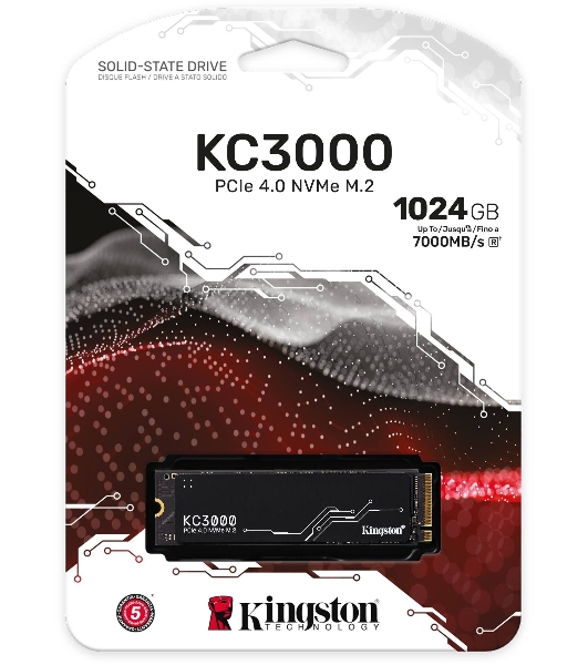 Накопитель SSD Kingston KC3000, 1Tb, M.2 2280, PCIe 4.0 x4, R/W 7000/6000, с радиатором.