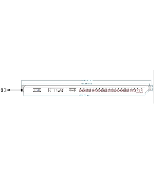 Блок распределения питания Powercom PDU-16AVMS20-18C13-2C19 18xC13+2xC19, 16A, 1,5U (1968234)