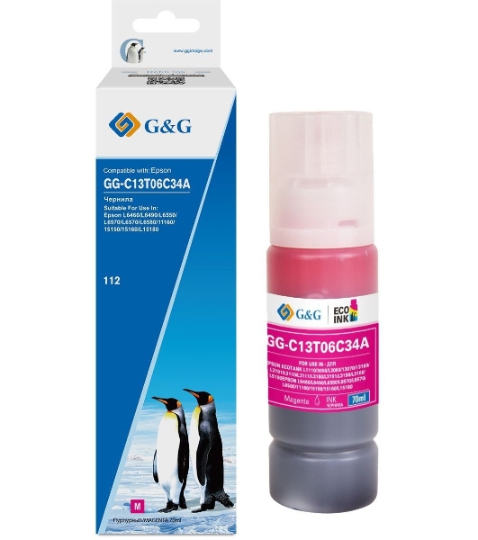 Чернила G&G GG-C13T06C34А №112 пурпурный70мл для Epson L6550/6570/11160/15150/15160
