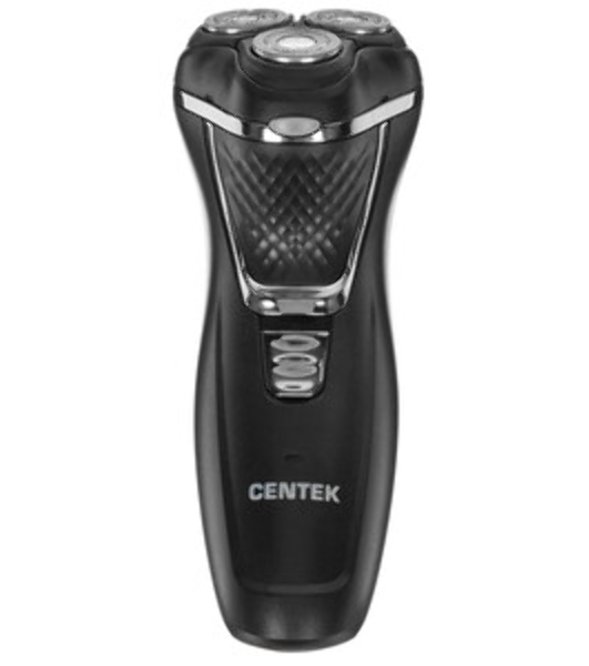 Электробритва Centek CT-2176 черный/хром ротор, 3 плавающие головки, аккумулятор + работа от сети, триммер