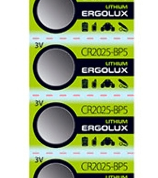 Батарейка литиевая Ergolux CR2032 BL-5 (CR2032-BP5, 3V) (5 шт. в уп-ке)