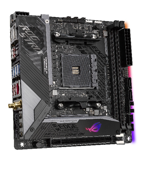 Материнская плата ASUS ROG STRIX X570-I GAMING, AM4, AMD X570, 2xDDR4, 4xSATA, 2xM.2, 1xPCIe 4.0 x16, 1xHDMI, 1xDP, 1x1Gb LAN, Wi-Fi 6, Bluetooth 5.0, 1xUSB-C 10Gbps, 3xUSB-A 10Gbps, 4xUSB-A 5Gbps, 2xUSB-A 2.0, 3x3.5 мм, 7.1, ITX