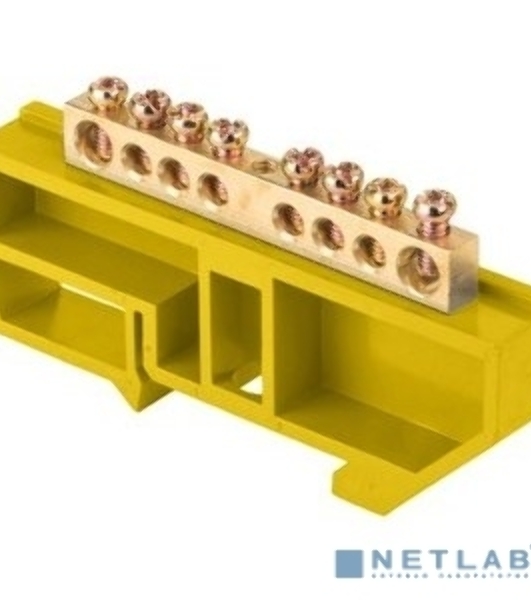 Шина нулевая N 6х9 8 отвер. латунь желт. изолятор на DIN-рейку PROxima EKF sn0-63-08-dz