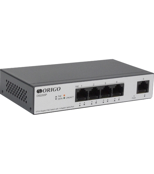 Коммутатор Unmanaged Switch 4x1000Base-T PoE, 1x1000Base-T, PoE Budget 60W, Long-range PoE up to 250m, metal case