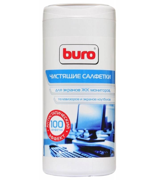 Салфетки Buro BU-Tscreen, 100 шт для экранов мониторов/плазменных/ЖК телевизоров/ноутбуков туба 100 шт влажных