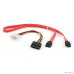 Комплект кабелей SATA Cablexpert CC-SATA-N, интерфейсный (48 см) 7pin/7pin и питания (15 см) 4pin/15pin, медь, пакет, фото 1