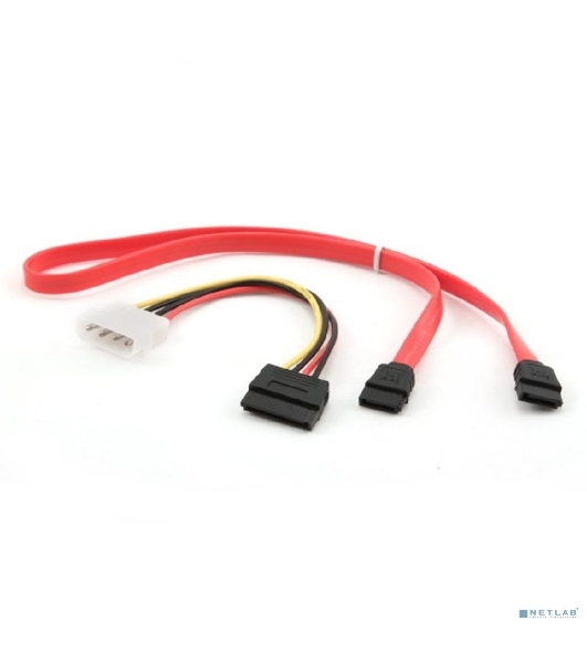 Комплект кабелей SATA Cablexpert CC-SATA-N, интерфейсный (48 см) 7pin/7pin и питания (15 см) 4pin/15pin, медь, пакет