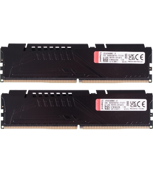 Оперативная память Kingston Fury Beast, DDR5, 32GB (2x16GB), 5200MHz, CL40, DIMM, радиатор, черный