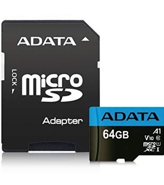 Флеш карта microSD 64Gb ADATA microSDHC Class 10 UHS-I A1 100/25 MB/s (SD адаптер)
