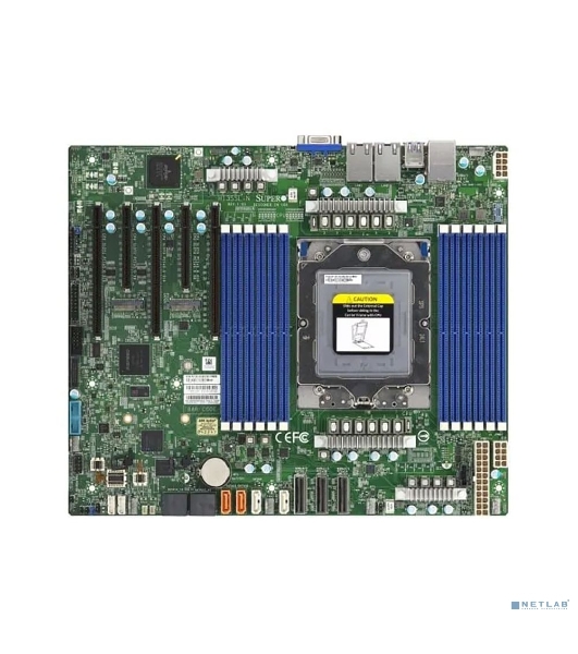 Материнская плата серверная Supermicro H13SSL-N-B, сокет SP5, чипсет встроен в процессор, 12xDDR5, 5xPCIe, 3xPCIe 5.0 x16, 2xM.2, 8xSATA, 2xGigabit Ethernet, 24-pin + 8-pin + 8-pin, ATX
