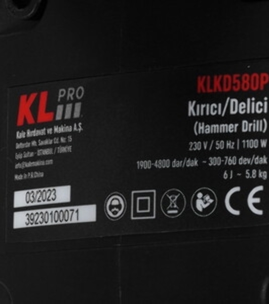 Перфоратор Klpro KLKD580P, SDS-plus, 1100 Вт, 6 Дж, от сети