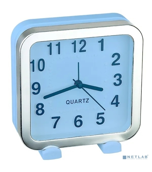 Часы-будильник Perfeo Quartz 'PF-TC-018', квадратные 13*13 см, синие