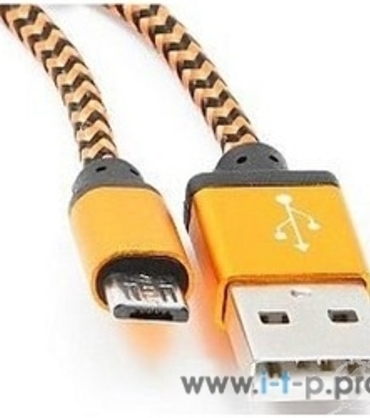 Кабель Gembird USB 2.0 Cablexpert AM/microBM 5P, 1м, нейлоновая оплетка, алюминиевые разъемы, оранжевый, пакет
