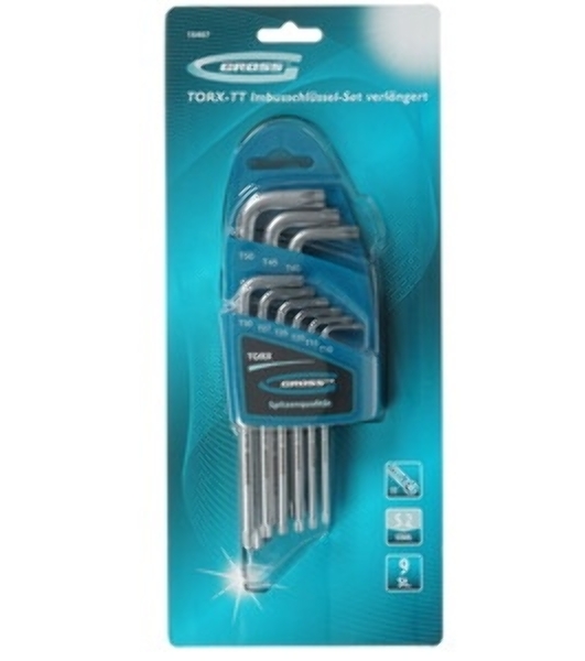Набор ключей Gross 16407 имбусовых torx-tt 9шт: t10-t50 удлиненные s2 сатинированные