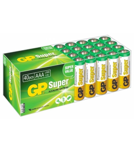 Алкалиновые батарейки GP Super Alkaline G-Tech 24А ААA - 40 шт. в пленке