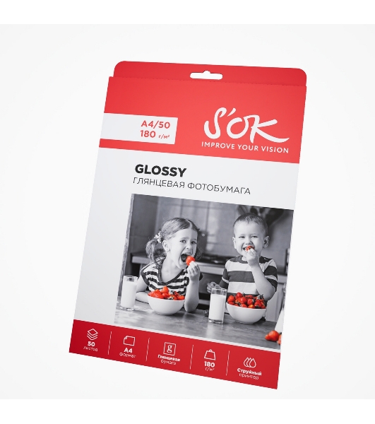 Фотобумага CC Glossy; 180gsm; A4*50 глянцевая; 180г/м2; формат А4; 50 листов