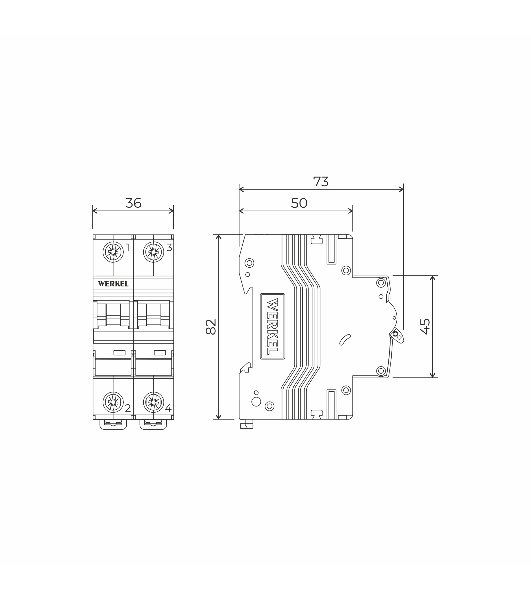 Автоматический выключатель Werkel 2P  25 A  C  4,5 кА W902P254