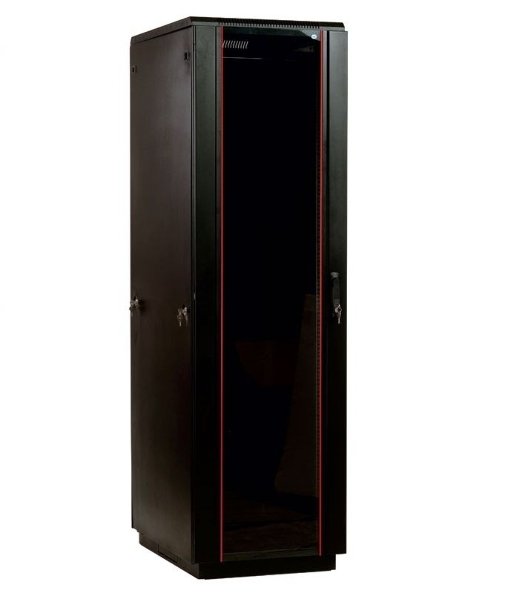 Шкаф телекоммуникационный напольный 42U (800x800) дверь стекло, черный