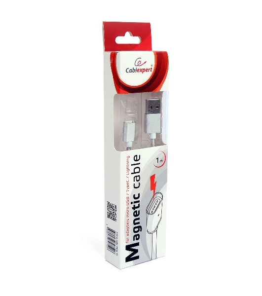 Кабель магнитный USB2.0 Cablexpert CC-USB2-AMMg-1M, для адаптеров TypeC - microBM 5P - iPhone lightning, 1м, алюминиевые разъемы (адаптеры в комплектацию не входят)