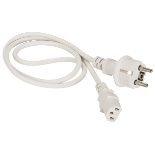 Шнур питания Lanmaster C13-Schuko прямая, 3х0.75, 220В, 10А, белый, 1 метр