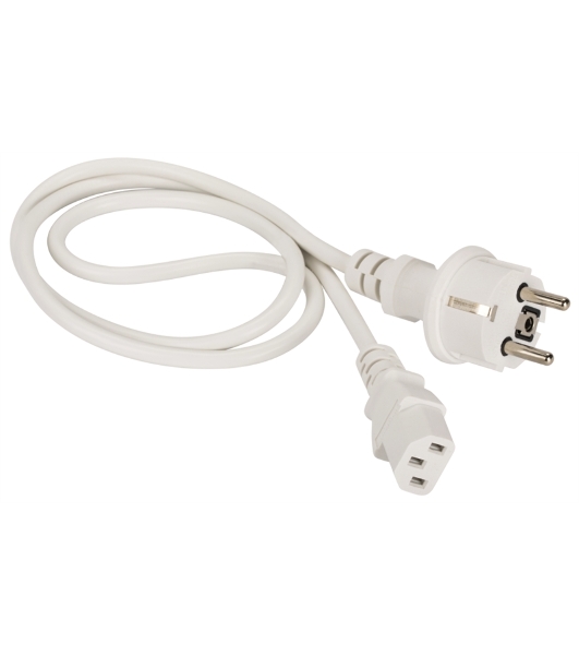 Шнур питания Lanmaster C13-Schuko прямая, 3х0.75, 220В, 10А, белый, 1 метр