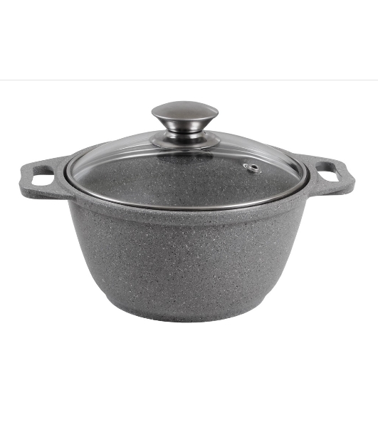 Кастрюля Kukmara КМС22а 2 л, со стеклянной крышкой АП (светлый мрамор)