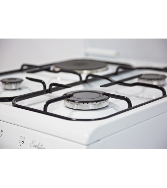 Плита комбинированная De Luxe 506031.00ГЭ (КР) белый, конфорок 4 шт, духовка 60 л, 50 см x 85 см x 60 см