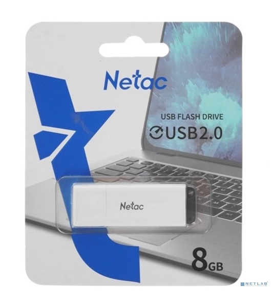 Флешка USB Netac U185 (NT03U185N-008G-20WH), 8Gb, USB 2.0, R/W 25/10, белый/серый