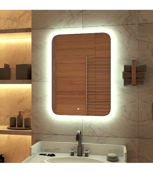 Зеркало для ванной с подсветкой Bau Stil 50х70, сенсорная LED на касание, пластиковый защитный корпу