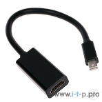 Переходник miniDisplayPort - HDMI, Cablexpert A-mDPM-HDMIF-02, 20M/19F, кабель 15 см, черный, пакет, фото2