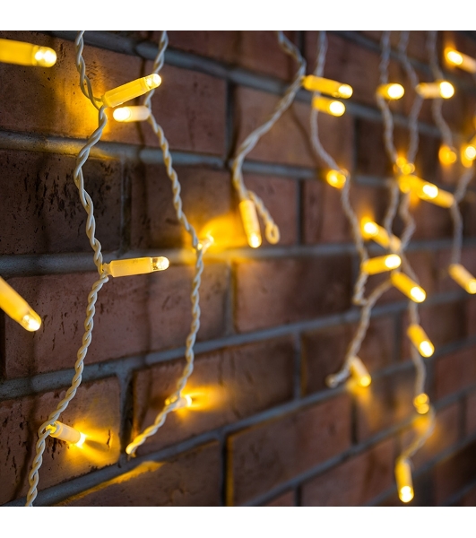 Гирлянда Neon-night Айсикл (бахрома) светодиодный, 1,8 х 0,5 м, белый провод, 230 В, диоды теплый белый, 48 LED