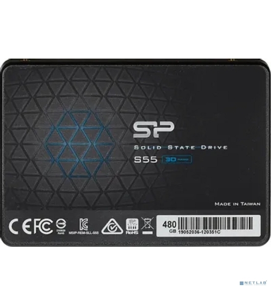 Накопитель SSD Silicon Power Slim S55, 480Gb, SATA, 2.5', R/W 560/530