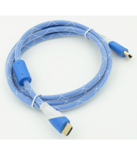 Кабель HDMI Ver.1.4 синий/белый jack HDMI19 (m)/HDMI19 (m) 1.8м феррит.кольца позолоченные контакты