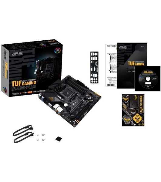 Материнская плата ASUS TUF GAMING B550M-PLUS, AM4, AMD B550, 4xDDR4, 4xSATA, 2xM.2, 1xPCIe 4.0 x16, 1xPCIe 3.0 x16, 1xPCIe x1, 1xHDMI, 1xDP, 1x 2.5Gb LAN, 4xUSB-A 3.2 Gen 1, 1xUSB-A 3.2 Gen 2, 2xUSB-A 2.0, 1xUSB-C 3.2 Gen 2, 5x3.5 мм, 7.1, mATX