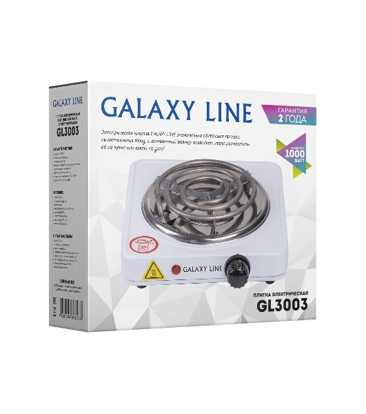 Плита настольная электрическая Galaxy Line GL 3003, белый, электрическая, 1000 Вт