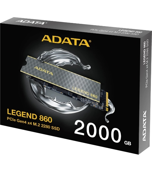 Накопитель SSD ADATA LEGEND 860, 2Tb, PCIe 4.0 x4, M.2 2280, NVMe, R/W 6000/5000, с радиатором
