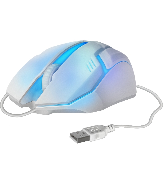 Мышь проводная Defender Cyber MB-560L белый, 1200 dpi, USB, кнопки - 3