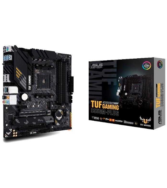 Материнская плата ASUS TUF GAMING B550M-PLUS, AM4, AMD B550, 4xDDR4, 4xSATA, 2xM.2, 1xPCIe 4.0 x16, 1xPCIe 3.0 x16, 1xPCIe x1, 1xHDMI, 1xDP, 1x 2.5Gb LAN, 4xUSB-A 3.2 Gen 1, 1xUSB-A 3.2 Gen 2, 2xUSB-A 2.0, 1xUSB-C 3.2 Gen 2, 5x3.5 мм, 7.1, mATX