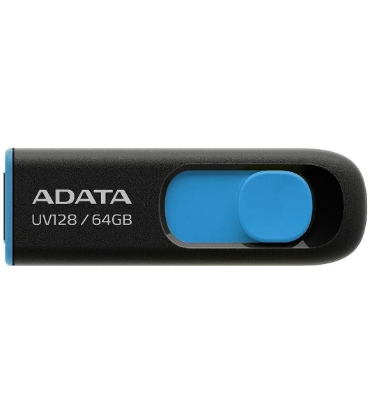 Флешка USB ADATA UV128 (AUV128-64G-RBE), 64Gb, USB 3.0, R/W 100/30, черный/синий
