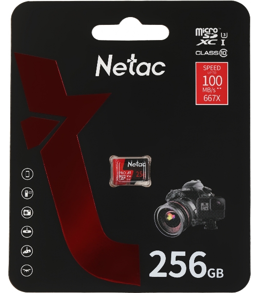 Флеш карта NeTac Карта памяти Netac MicroSD P500 Extreme Pro 256Gb, Retail version card only