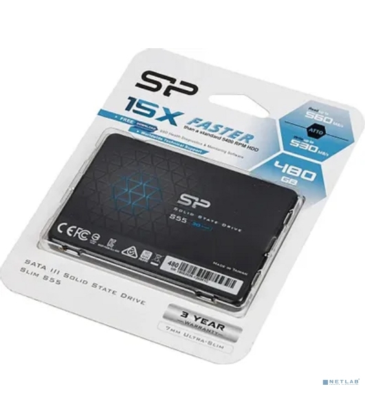 Накопитель SSD Silicon Power Slim S55, 480Gb, SATA, 2.5', R/W 560/530