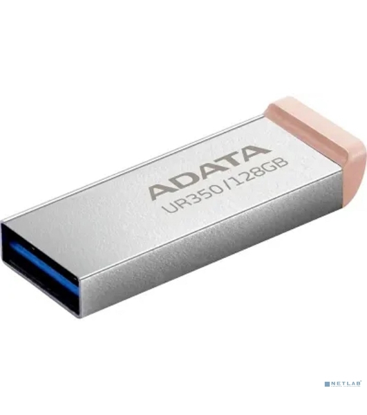 Флешка USB ADATA UR350 (UR350-128G-RSR/BG), 128Gb, USB 3.2, R/W 100/15, серебристый/коричневый