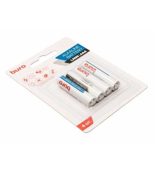 Батарея Buro Alkaline LR03 AAA (4шт) блистер