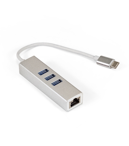 Кабель-адаптер ExeGate EXE-77C-45 (USB3.0 Type-C --> 3xUSB3.0 + 1xRJ45 UTP 1000Mbps RLT8153)