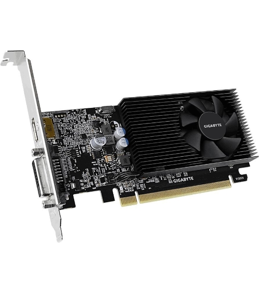 Видеокарта Gigabyte GV-N1030D4-2GL NVidia GeForce GT 1030, 2Gb DDR4/64-bit, PCI-Ex16 3.0, DVI-Dx1, HDMI2.0bx1, LP, 2-slot cooler, Retail