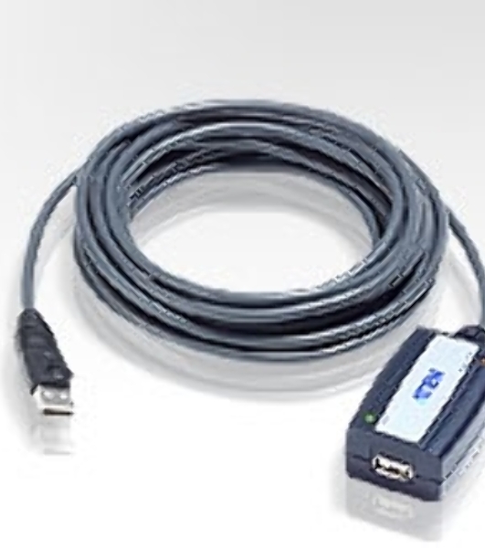 Кабель удлинитель активный(с усилителем) USB 2.0 AM/AF 5m, ATEN UE250-AT, 4 pin, опрессованный, серый