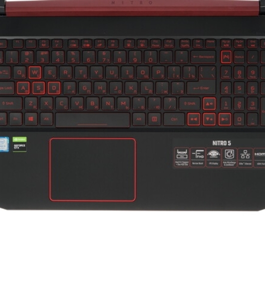 Клавиатура для ноутбука Acer Nitro 5 AN515-54 черная с красной подсветкой (красная подложка)